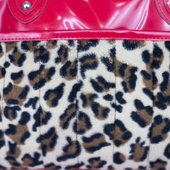 Lux De Ville Red Patent Leopard Rockabilly Pin Up Bag - Picture 4 of 15
